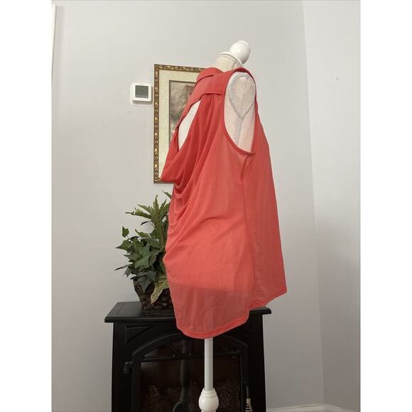 Women RECKLESS HEARTS Open Front Tunic XL Sleeveless Collared Open Back Orange - Picture 5 of 8